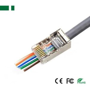 ANGA PS-JPM7 RJ45 8P8C Διάτρητο φυσάκι για FTP CAT7 καλώδιο, μεταλλικό επίχρυσο