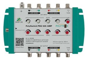 PSG 505 AMP Ενισχυτής Γραμμής 5/5, 1 δορυφόρος + 1 επίγεια, 5 εξόδων, 21dB Sat, 15 dB, με  Τροφοδοτικό, POLYTRON