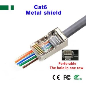 ANGA PS-JPM6 RJ45 8P8C Διάτρητο φυσάκι για FTP CAT6 καλώδιο, μεταλλικό επίχρυσο